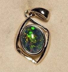Triplet Opal Oval Pendant in Sterling Silver · Style 132