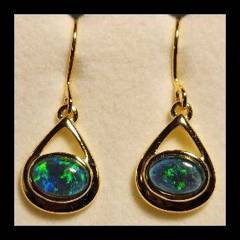 Triplet Opal Drop Earrings in Gold Plated Sterling Silver · Style 717