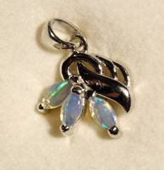 Solid Opal Marquise Pendant in Sterling Silver · Style 030