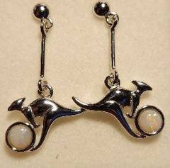 Solid Opal Kangaroo Drop Earrings in Sterling Silver · Style 434