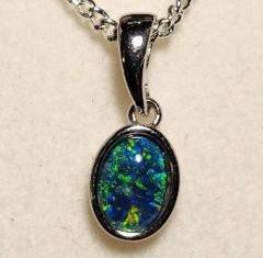 Triplet Opal Oval Pendant in Sterling Silver · Style 105