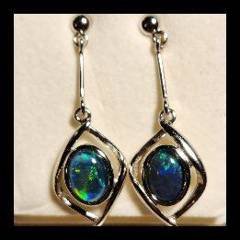 Triplet Opal Drop Earrings in Sterling Silver · Style 531
