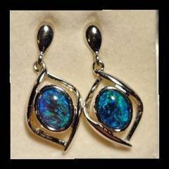 Triplet Opal Drop Earrings in Sterling Silver · Style 526