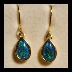 Triplet Opal Teardrop Earrings, Gold Plated Silver · Style 720