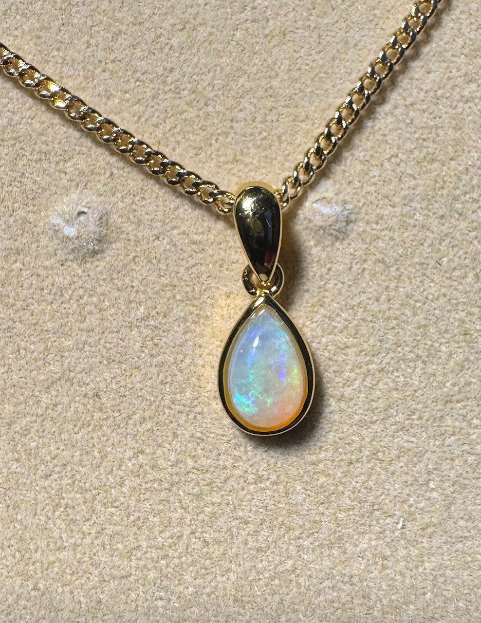 Solid Opal Pear Pendant in Gold Plated Sterling Silver · Style 216