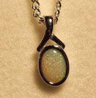 Solid Opal Oval Pendant in Sterling Silver · Style 002