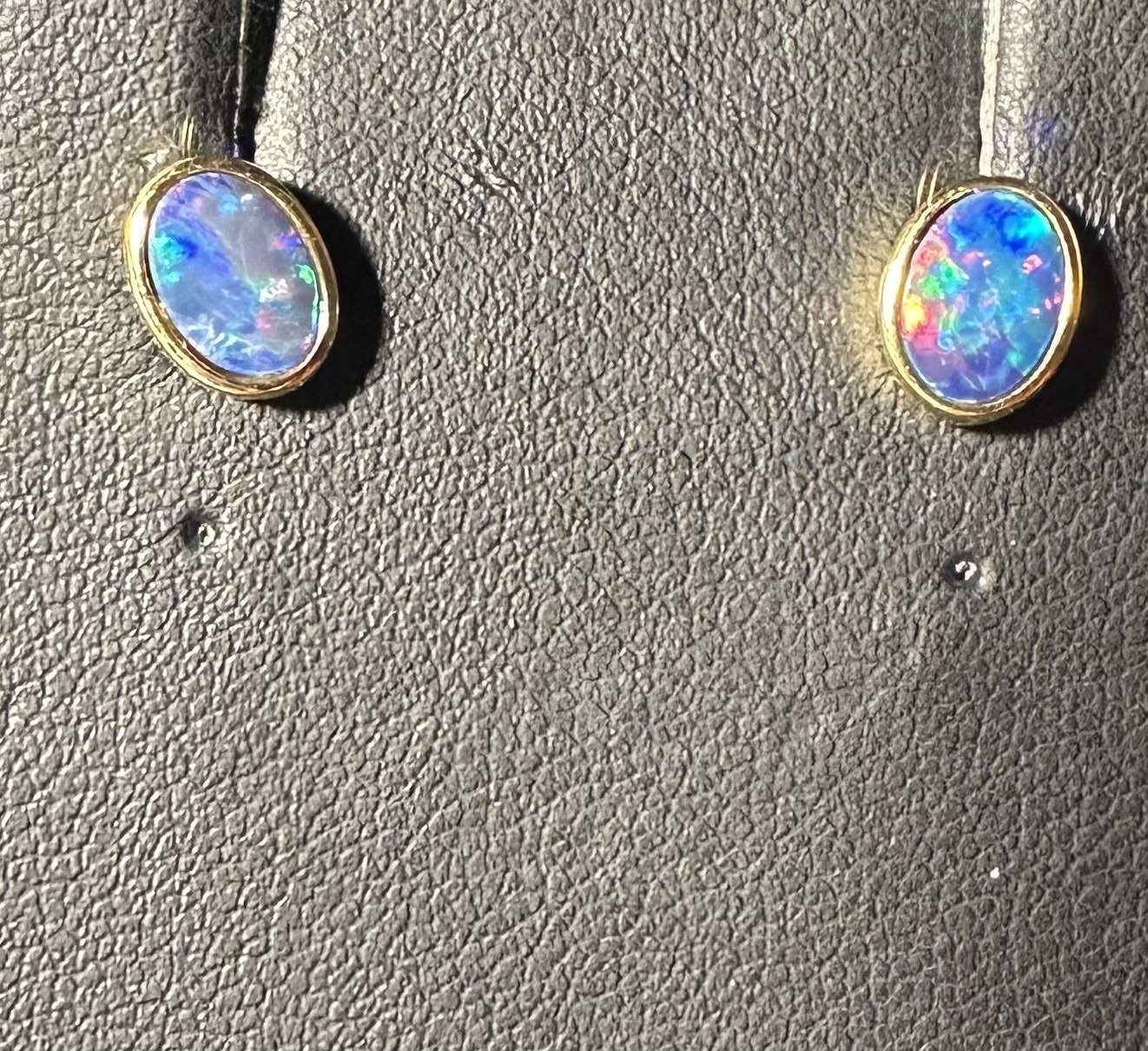Doublet Opal Oval Earrings in Gold Plated Sterling Silver · Style 904