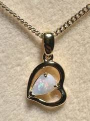 Solid Opal Heart Pendant in Gold Plated Sterling Silver · Style 232
