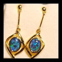 Triplet Opal Drop Earrings in Gold Plated Sterling Silver · Style 724