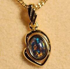 Triplet Opal Oval Pendant in Gold Plated Silver · Style 312