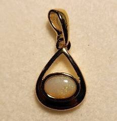 Solid Opal Teardrop Pendant in Gold Plated Sterling Silver · Style 227
