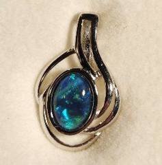 Triplet Opal Oval Pendant in Sterling Silver · Style 116