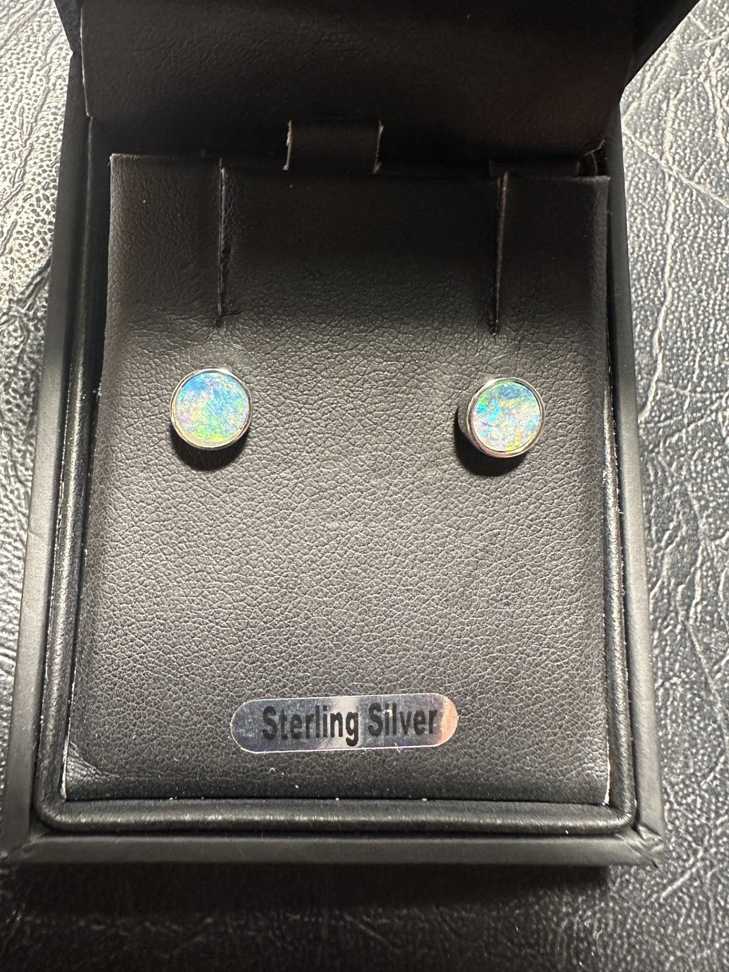 Doublet Opal Round Stud Earrings in Sterling Silver · Style 810