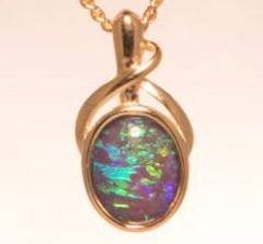 Triplet Opal Oval Pendant in Gold Plated Sterling Silver · Style 332