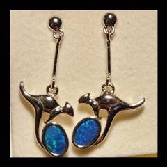 Doublet Opal Kangaroo Drop Earrings in Sterling Silver · Style 806