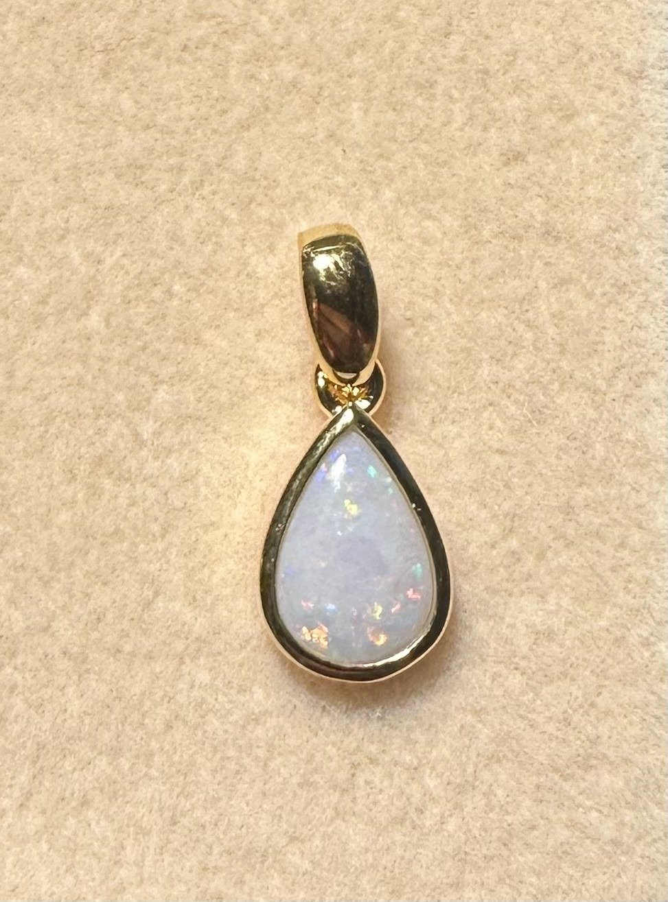 Solid Opal Teardrop Pendant in Gold Plated Sterling Silver · Style 237