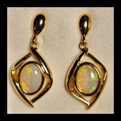 Solid Opal Drop Earrings in Gold Plated Sterling Silver · Style 623