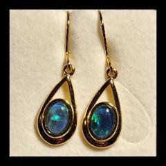 Triplet Opal Drop Earrings in Gold Plated Sterling Silver · Style 719