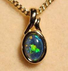 Triplet Opal Oval Pendant in Gold Plated Sterling Silver · Style 311