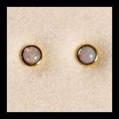 Solid Opal Round Stud Earrings in Gold Plated Silver · Style 628