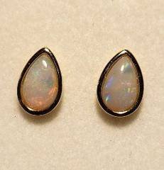 Solid Opal Pear Shape Stud Earrings in Sterling Silver · Style 436