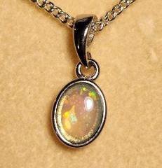 Solid Opal Oval Pendant in Sterling Silver · Style 028