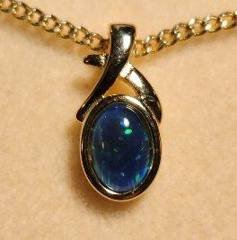 Triplet Opal Oval Pendant in Gold Plated Sterling Silver · Style 314