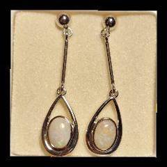 Solid Opal Teardrop Drop Earrings in Sterling Silver · Style 429