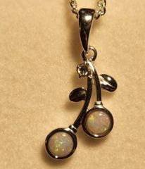 Solid Opal Cherry Pendant in Sterling Silver · Style 015