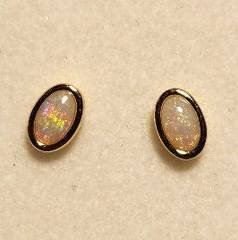 Solid Opal Oval Stud Earrings in Gold Plated Silver · Style 633
