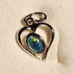 Triplet Opal Heart Pendant in Sterling Silver · Style 109