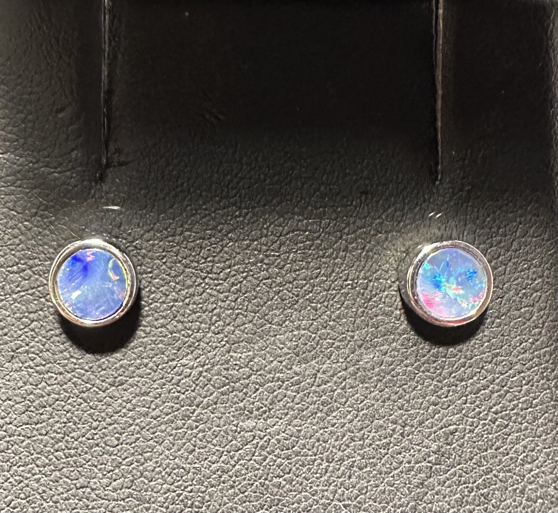 Doublet Opal Round Stud Earrings in Sterling Silver · Style 811