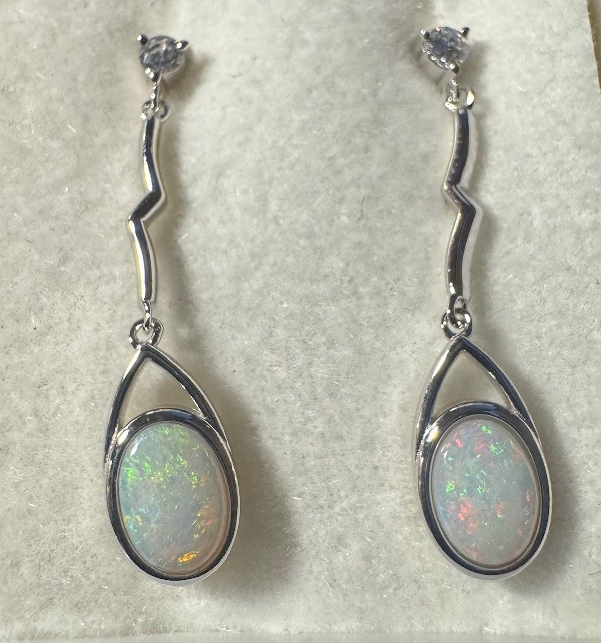 Solid Opal Drop Earrings in Sterling Silver · Style 455