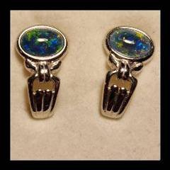 Triplet Opal Oval Earrings in Sterling Silver · Style 511