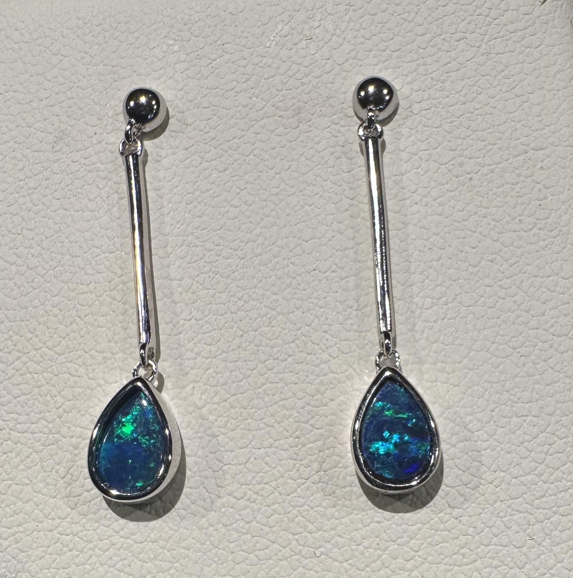 Doublet Opal Teardrop Drop Earrings in Sterling Silver · Style 813