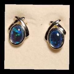 Triplet Opal Stud Earrings in Sterling Silver · Style 512