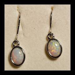 Solid Opal Oval Drop Earrings in Sterling Silver · Style 417