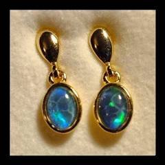 Triplet Opal Drop Earrings in Gold Plated Sterling Silver · Style 715