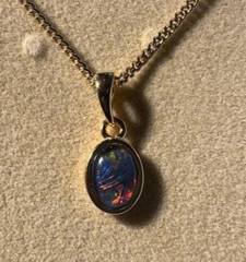 Triplet Opal Oval Pendant in Gold Plated Sterling Silver · Style 327