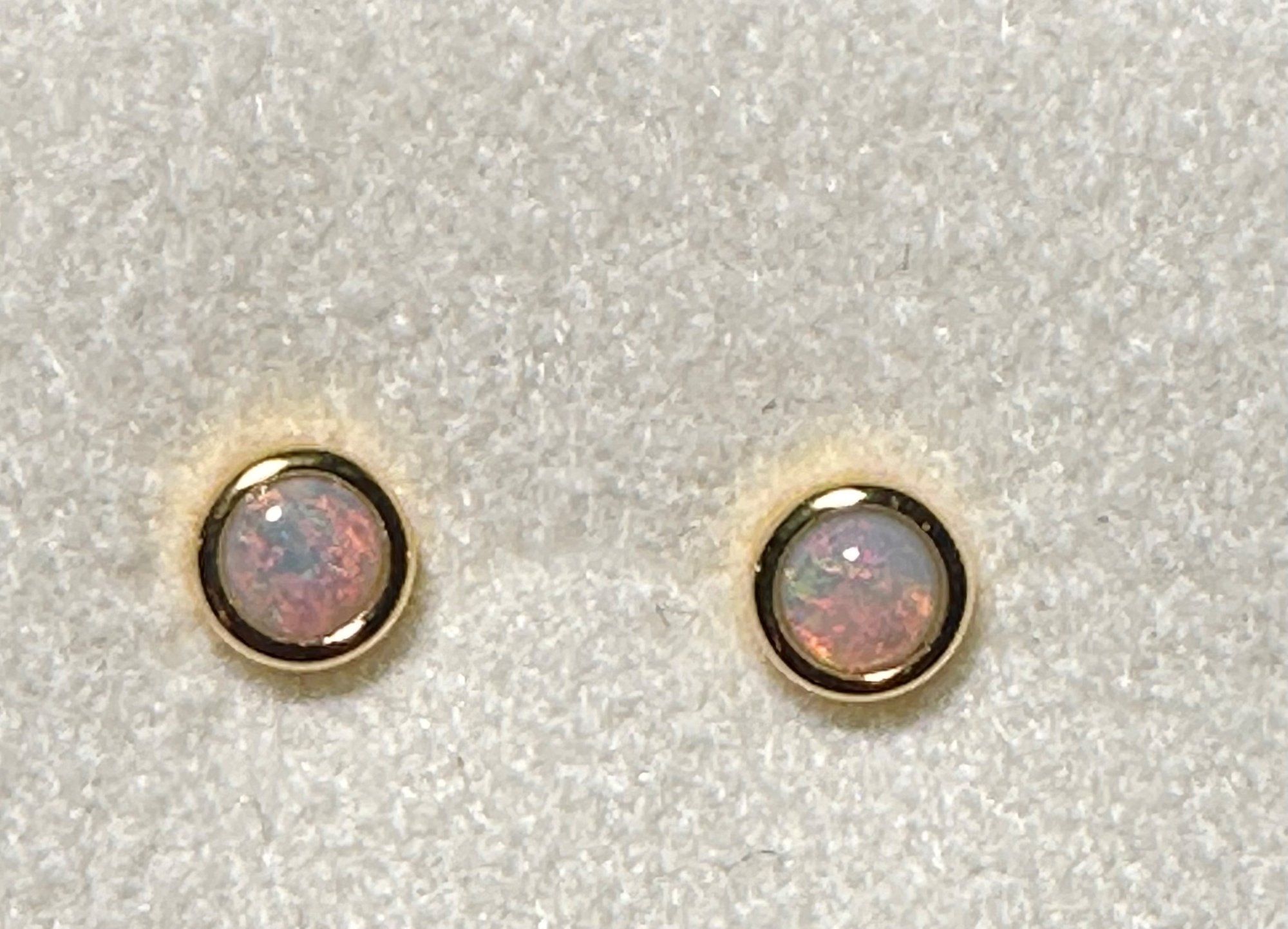 Solid Opal Stud Earrings in Gold Plated Sterling Silver · Style 635