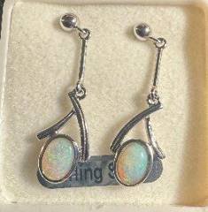 Solid Opal Drop Earrings in Sterling Silver · Style 443