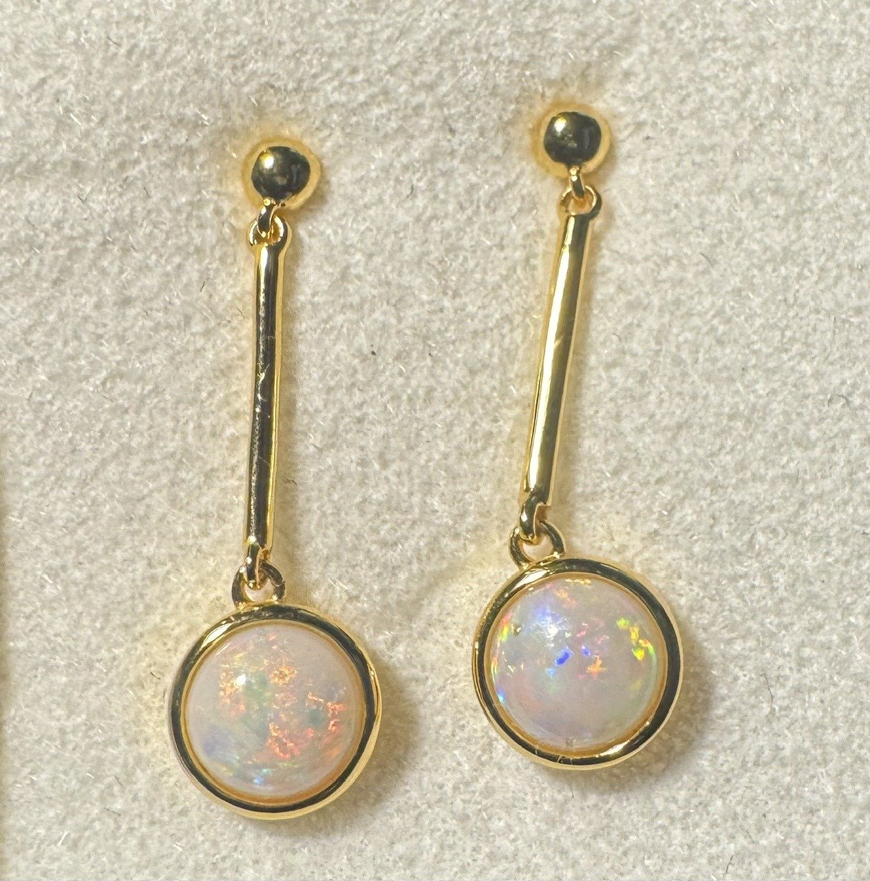 Solid Opal Drop Earrings in Gold Plated Sterling Silver · Style 648