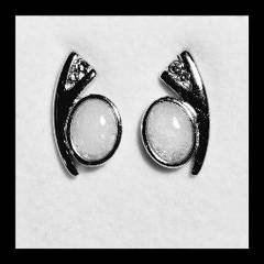 Solid Opal Stud Earrings in Gold Plated Sterling Silver · Style 609