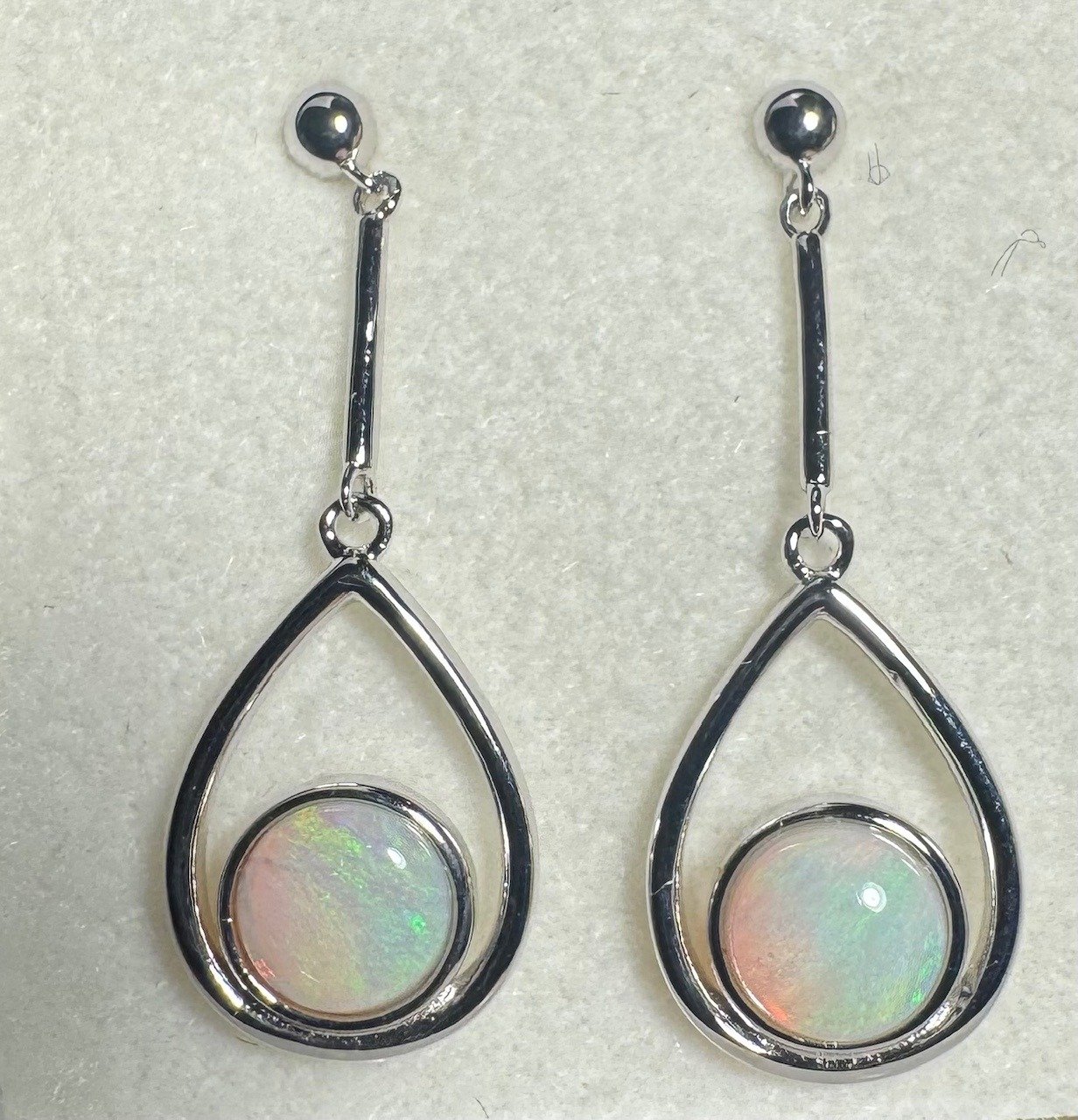 Solid Opal Teardrop Earrings in Sterling Silver · Style 450