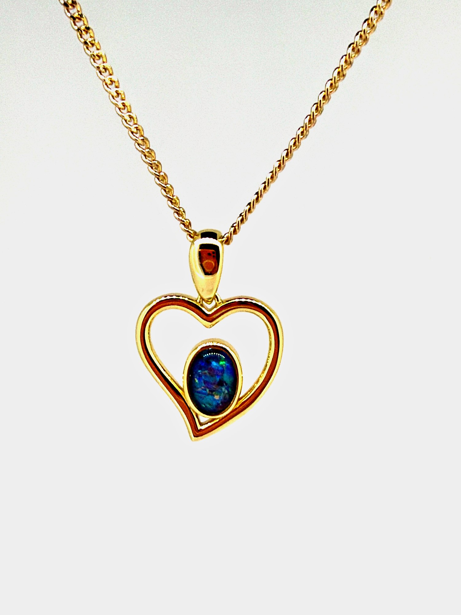 Triplet Opal Heart Pendant in Gold Plated Sterling Silver