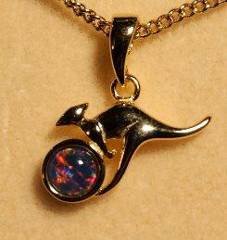 Triplet Opal Kangaroo Pendant, Gold Plated Sterling Silver · Style 337