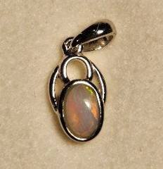 Solid Opal Oval Pendant in Sterling Silver · Style 034