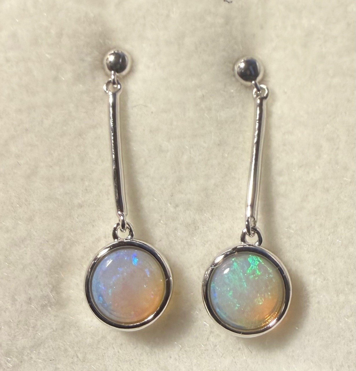 Solid Opal Round Drop Earrings in Sterling Silver · Style 453