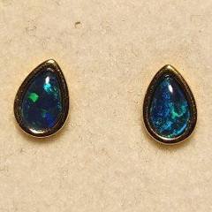 Pear Triplet Opal Stud Earrings, Gold Plated Silver · Style 729