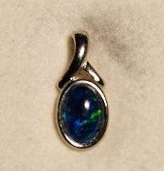 Triplet Opal Oval Pendant in Sterling Silver · Style 102